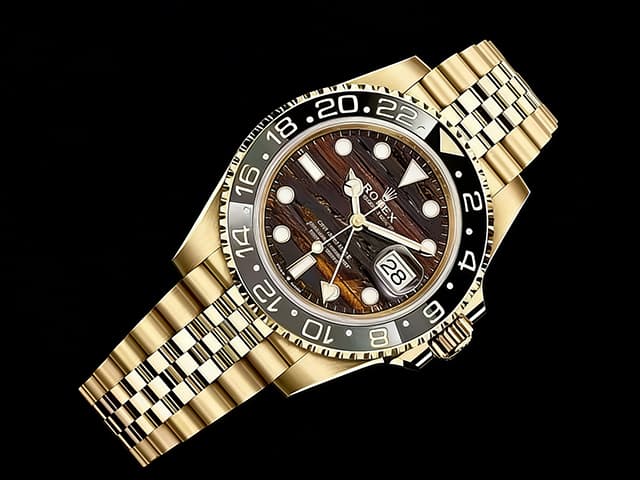 Yellow Gold 40mm GMT Master II 126718 Tiger Iron Dial Jubilee RL1200