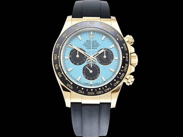 Yellow Gold 40mm Daytona Rubber Strap 126518 4131 Blue Dial Ceramic Bezel RL-25141