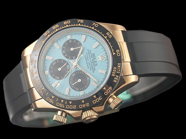 Two Tone 40mm Rubber Strap Daytona 126518 Blue Dial Automatic RL1191