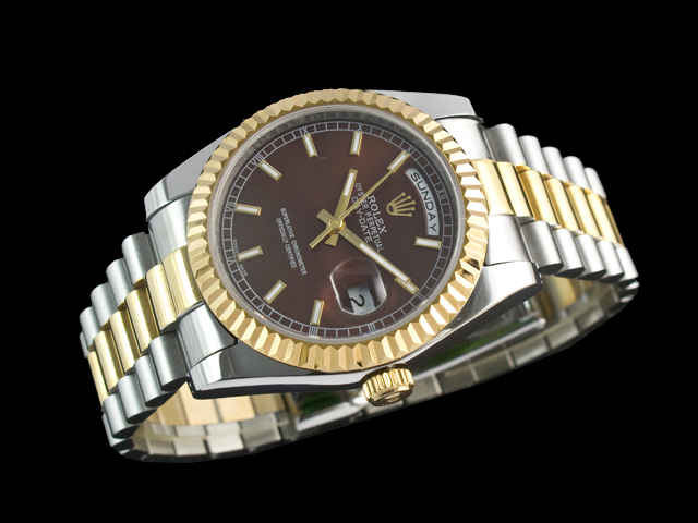 Two Tone 36mm Day date 118239 Brown Dial Steel RL656