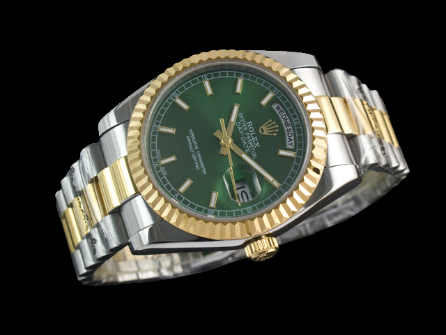 Two Tone 36mm Day date 118239 Green Dial Steel RL657