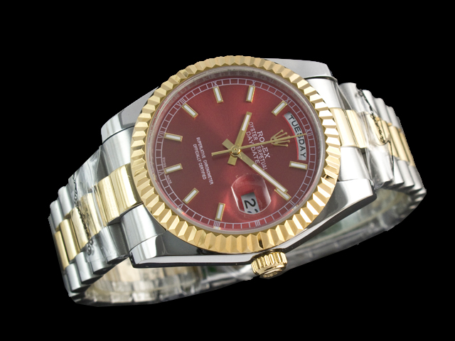 Two Tone 36mm Day date 118239 Red Dial Steel RL658