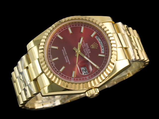 Yellow Gold 36mm Day date 118238 Red Dial Steel RL665