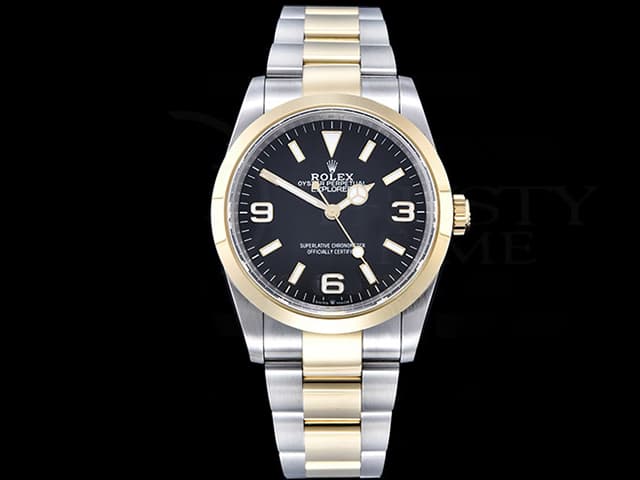 Two Tone 36mm Explorer 1 3230 Steel 124273 Black Dial RL-24201