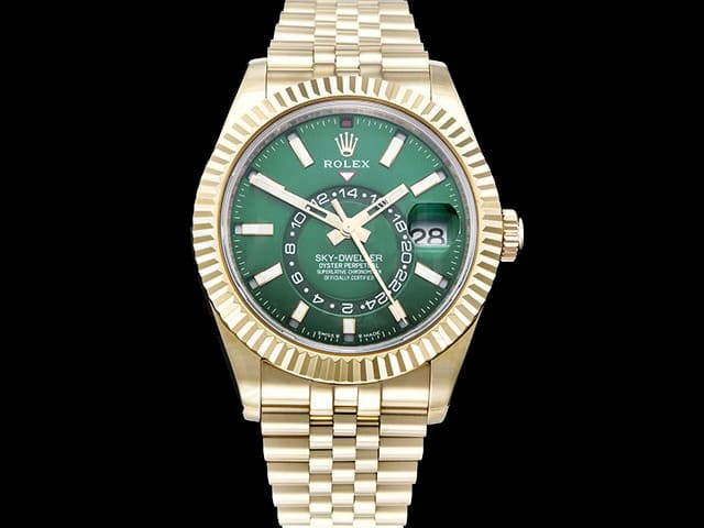 Yellow Gold 42mm Skydweller 336934 Steel 9001 Jubilee Green Dial RL-25151