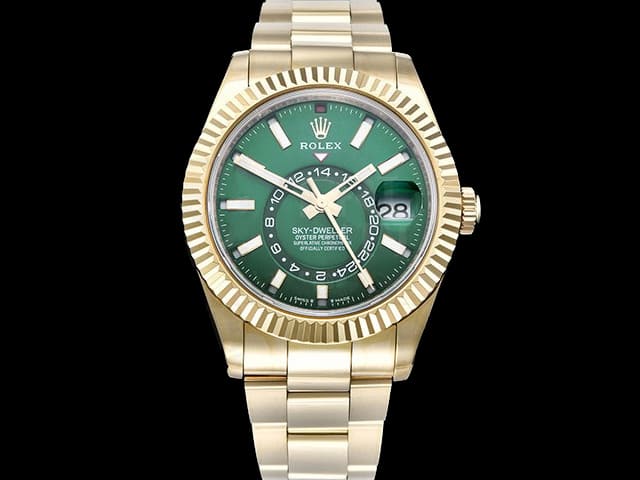 Yellow Gold 42mm Skydweller 336934 Steel 9001 Oyster Green Dial RL-25152