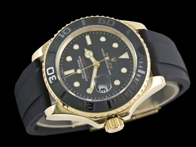 Yellow Gold 40mm Rubber Strap Yacht master 116655 Black Dial RL746