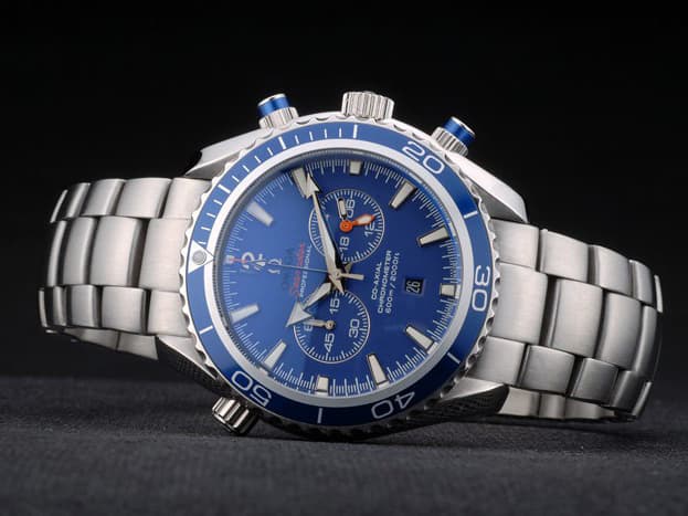 45mm Seamaster Planet Ocean Quartz Chronograph Steel Blue Dial OM279