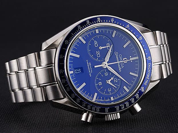 45mm Speedmaster Moonwatch Quartz Chronograph Steel Blue Dial OM427