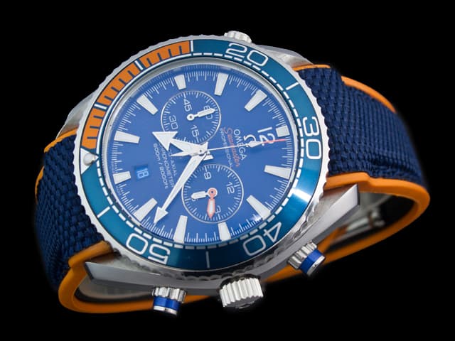 43mm Rubber Strap Seamaster Planet Ocean 600m Quartz Chronograph Blue Dial OM535