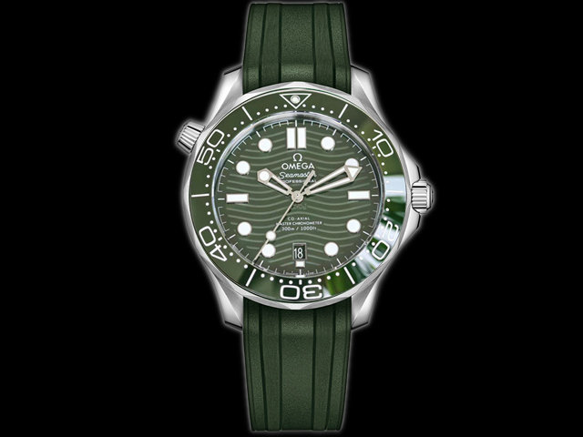 43.5mm Rubber Strap Seamaster Diver 300M 8808 Green Dial OMG-22022