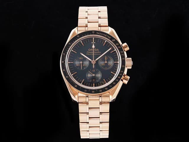 Rose Gold 43mm Speedmaster MoonWatch Steel 3861 Hand wound Black Dial OMG-24004