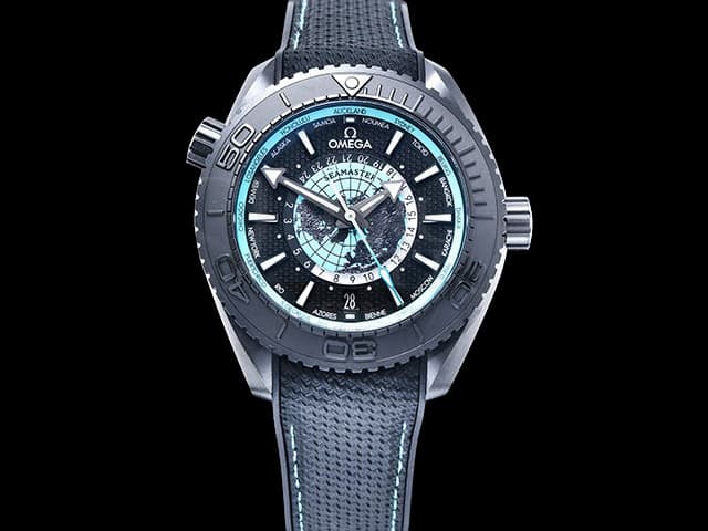 45.5mm Rubber Strap Seamaster Planet Ocean 600M Worldtimer 8938 Automatic OMG-25022