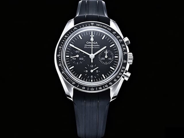 43mm Rubber Strap SpeedMaster MoonWatch Handwind 3861 Steel Black Dial OMG-26013