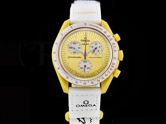 42mm Nylon Strap Bioceramic MoonSwatch Mission to the Sun Quartz Yellow Dial OXS01