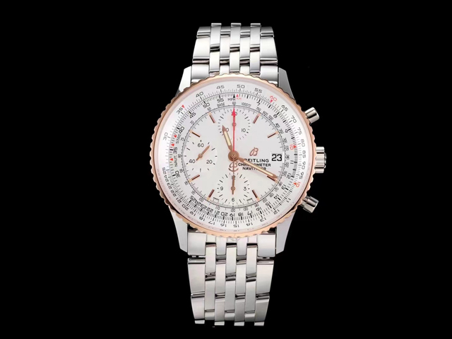 Two Tone 41mm Navitimer 1 Chronograph 7750 White Dial Steel BL-21014