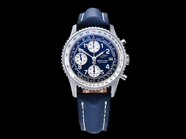 41mm Leather Strap Navitimer 1 7750 Chronograph Blue Dial BL-21033