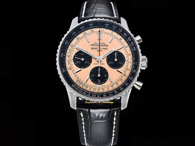 43mm Leather Strap Navitimer B01 Chronograph 7750 Gold Dial BL-22053