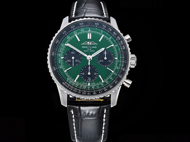 43mm Leather Strap Navitimer B01 Chronograph 7750 Green Dial BL-22054