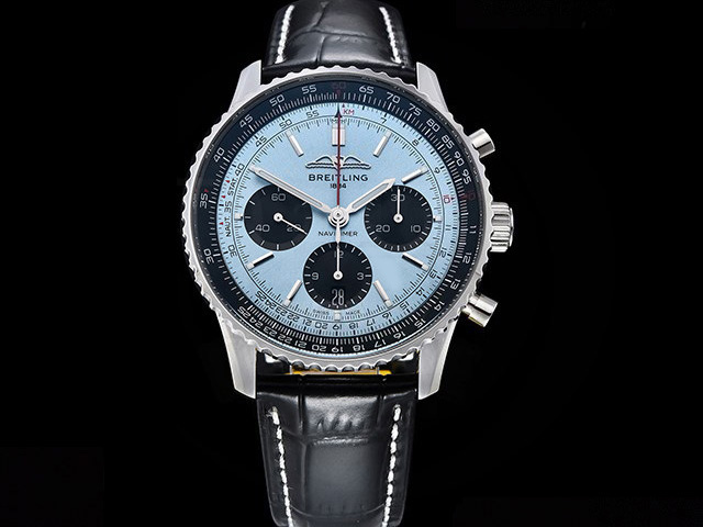 43mm Leather Strap Navitimer B01 Chronograph 7750 Light Blue BL-22055