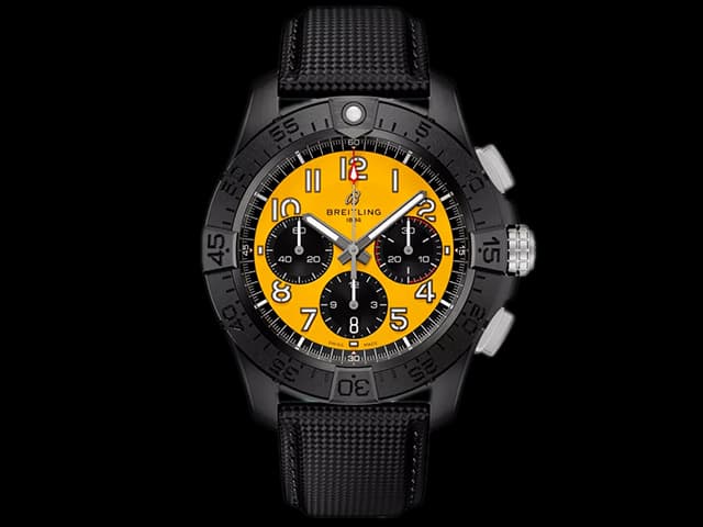 DLC 44mm Nylon Strap Avenger B01 Night Mission 7750 Automatic Chronograph Yellow Dial BL-24031