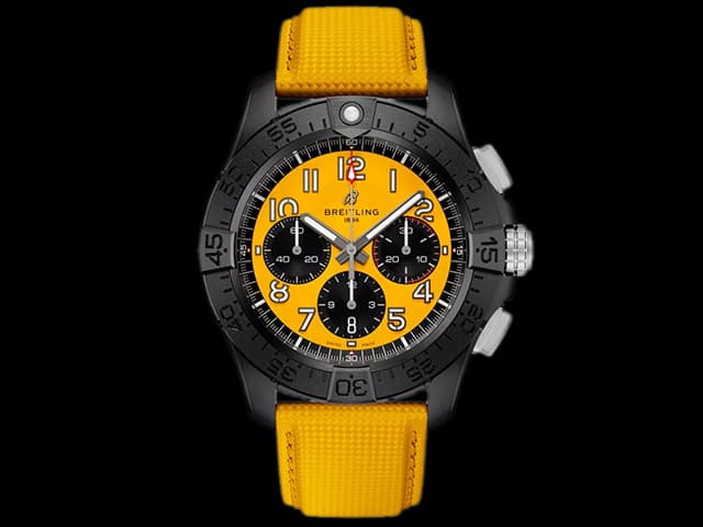 DLC 44mm Nylon Strap Avenger B01 Night Mission 7750 Automatic Chronograph Yellow Dial BL-24032