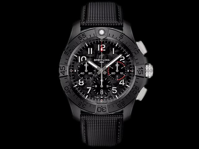 DLC 44mm Nylon Strap Avenger B01 Night Mission 7750 Automatic Chronograph Black Dial BL-24033