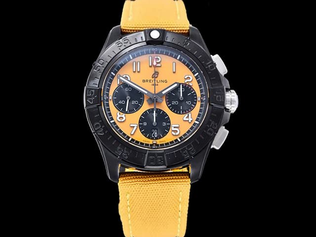 DLC 45mm Nylon Strap Avenger B01 Night Mission 7750 Automatic Chronograph Yellow Dial BL-25004
