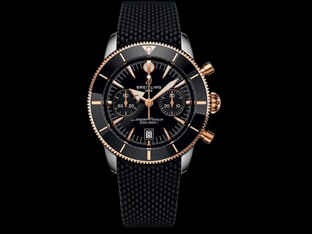 Two Tone 42mm Rubber Strap SuperOcean Chrono B01 7750 Black Dial BL-26022