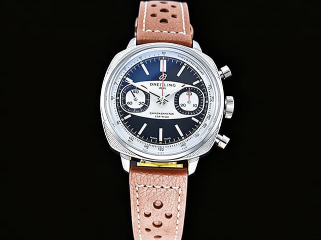 38mm Leather Strap Top Time B01 Racing 7750 Automatic Chronograph Black Dial BL-26042