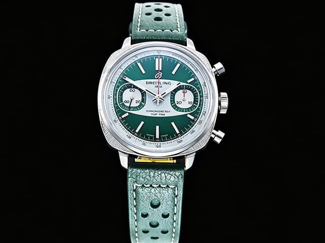 38mm Leather Strap Top Time B01 Racing 7750 Automatic Chronograph Green Dial BL-26043