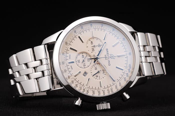 46mm Transocean Quartz Chronograph Steel White Dial BL339