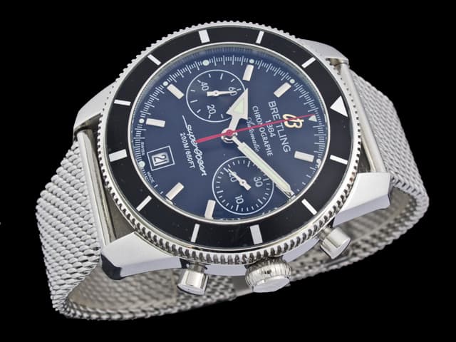 46mm Superocean Heritage Quartz Chronograph Steel Black Dial BL662