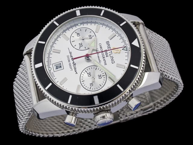 46mm Superocean Heritage Quartz Chronograph Steel White Dial BL663