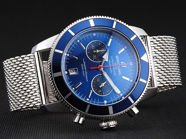 46mm Superocean Heritage Quartz Chronograph Steel Blue Dial BL664