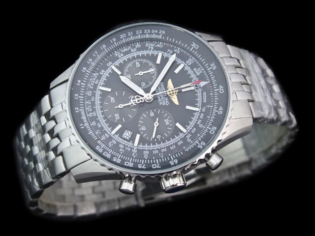 43mm Navitimer Quartz Chronograph Steel Black Dial BL690