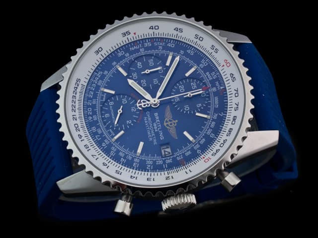 46mm Rubber Strap Navitimer Quartz Chronograph Blue Dial BL698