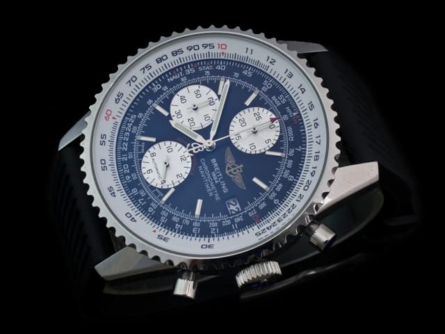 46mm Rubber Strap Navitimer Quartz Chronograph Black Dial BL699