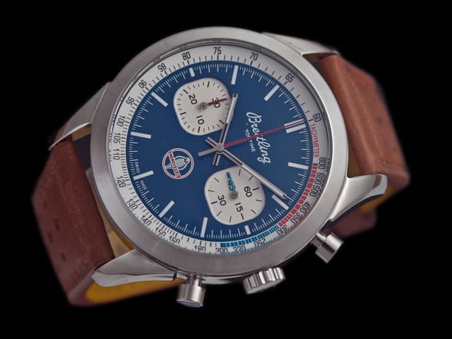 46mm Leather Strap Top Time Quartz Chronograph Blue Dial BL762