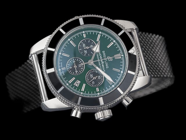 46mm Superocean Heritage B01 Quartz Chronograph Steel Green Dial BL802