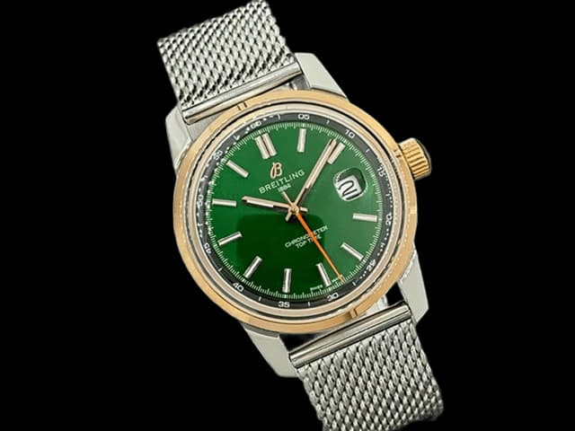 Two Tone 43mm Top Time B31 Automatic Steel Green Dial BL838