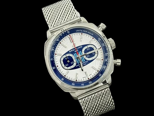 43mm Top Time Racing Quartz Chrono Steel White Dial BL842