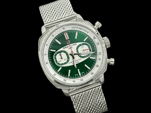 43mm Top Time Racing Quartz Chrono Steel Green Dial BL843