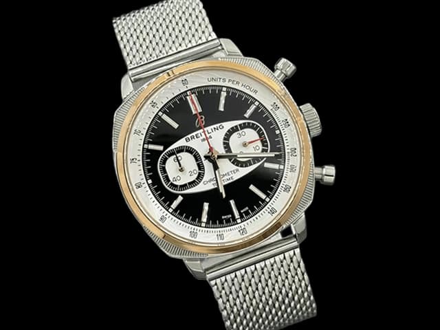 Two Tone 43mm Top Time Racing Quartz Chrono Steel Black Dial BL844