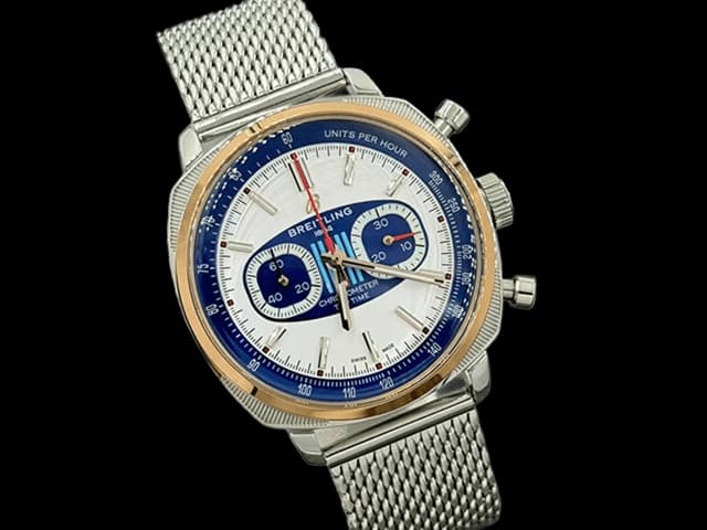 Two Tone 43mm Top Time Racing Quartz Chrono Steel White Dial BL845