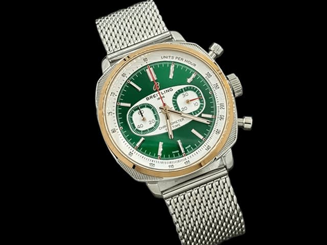 Two Tone 43mm Top Time Racing Quartz Chrono Steel Green Dial BL846