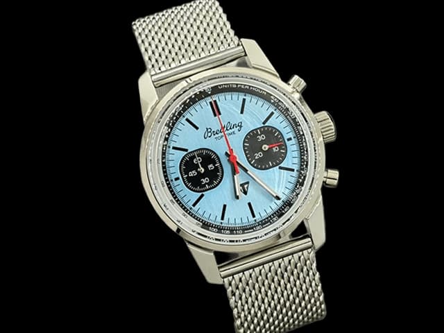 43mm Top Time Triumph Quartz Chrono Steel Blue Dial BL855