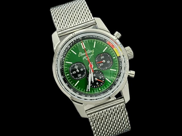 43mm Top Time Ford Mustan Quartz Chrono Steel Green Dial BL859