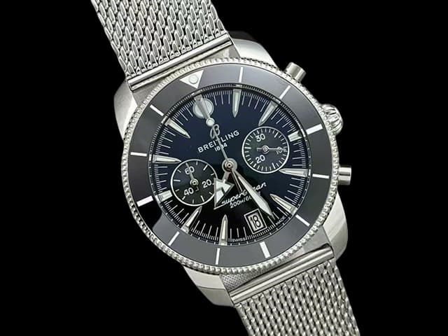 46mm Superocean Heritage B01 Quartz Chronograph Steel Black Dial BL861