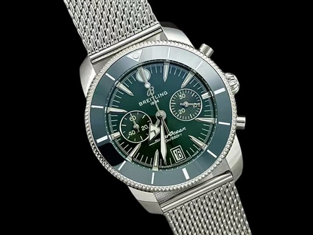 46mm Superocean Heritage B01 Quartz Chronograph Steel Green Dial BL864